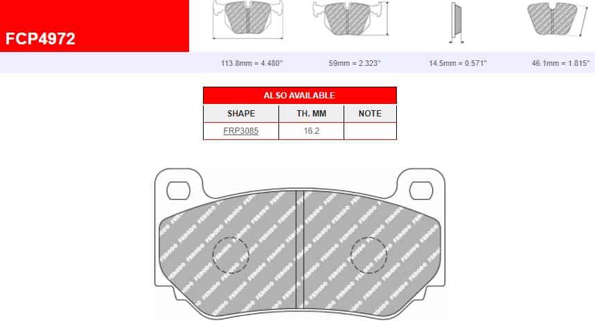 FCP4972H - Ferodo Racing DS2500 Front Brake Pad - AP Racing (CP7635 D40)