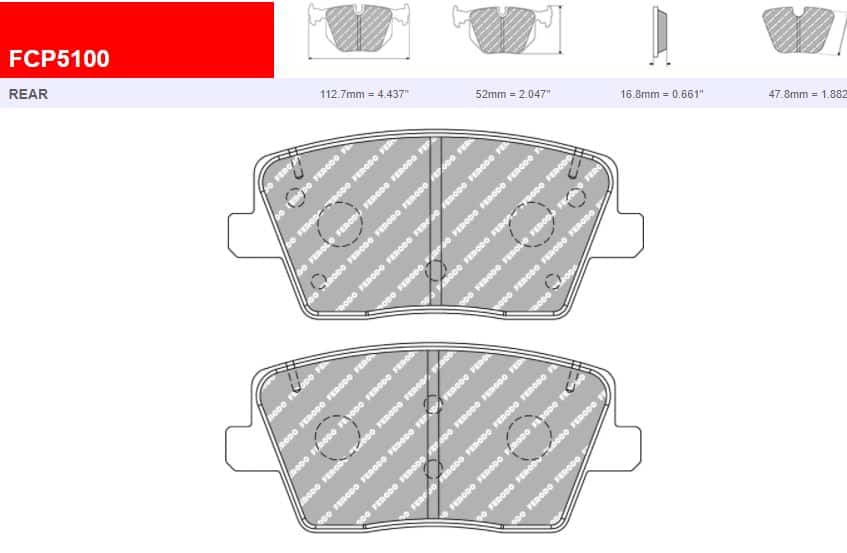 FCP5100H - Ferodo Racing DS2500 Rear Brake Pad - Hyundai i30 N 2.0