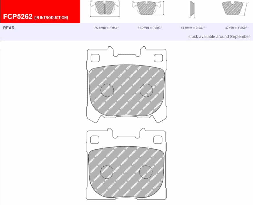 FCP5262H - Ferodo Racing DS2500 Rear Brake Pad - Toyota GR Yaris