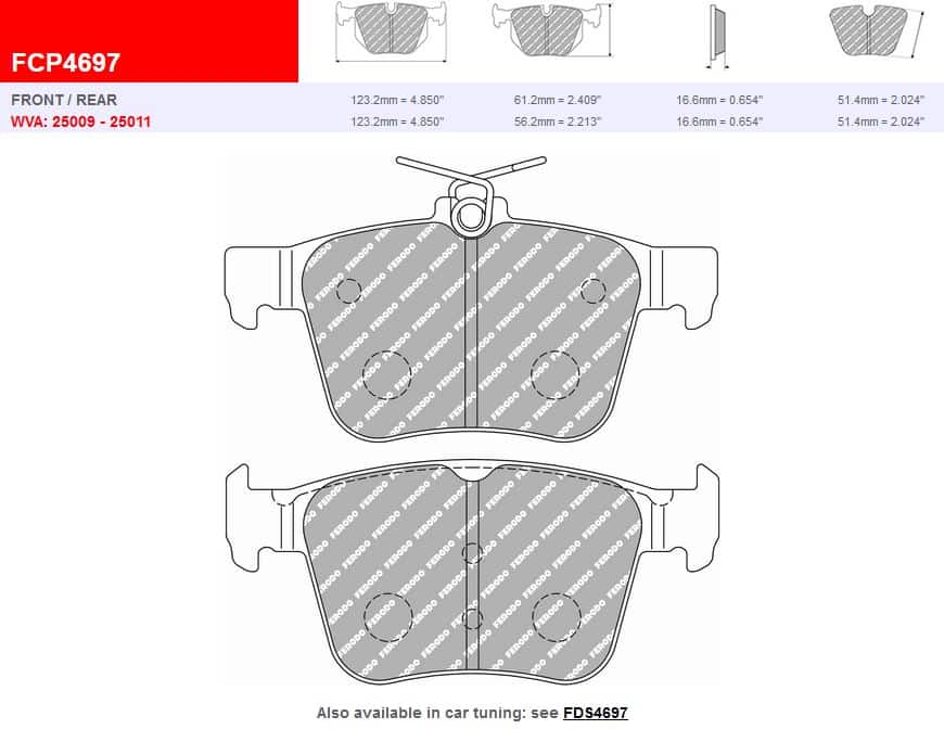 FDS4697 - Ferodo Racing DS Performance Rear Brake Pad