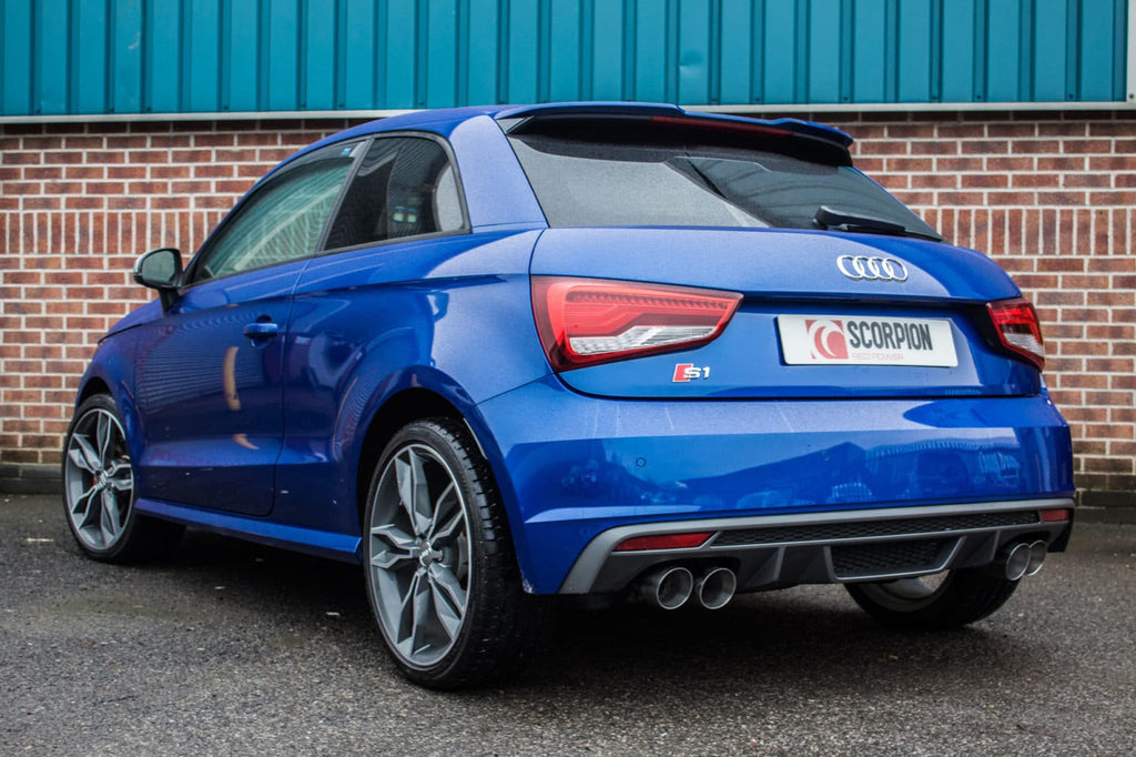 Scorpion Audi S1 2.0 TFSi Resonated Cat-Back Exhaust with Electronic Valves- Polished Quad Daytona Tips  SAU045D