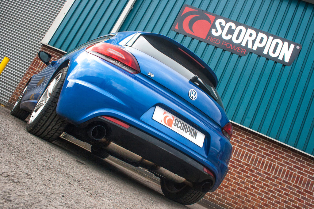 Scorpion VW Scirocco R 2.0TSI (09-15) Non-Resonated Cat-Back Exhaust- Ceramic Black Twin Daytona Tips  SVWS041C