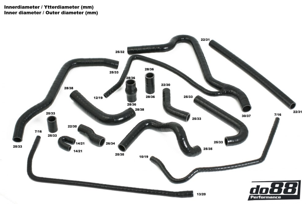 do88 Silicone Oil Hose Kit - Porsche 964 3.3 Turbo 1990-1994 - DO88-KIT158S