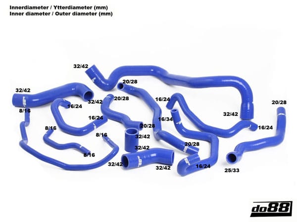 do88 Silicone Coolant Hose Kit - Audi S3, TT 1.8T/Seat Leon Cupra R 1.8T - DO88-KIT78