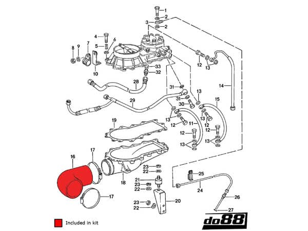 do88 Porsche 930 Turbo 1978-1989 Turbo Intake Silicone Hose Kit - DO88-KIT145S