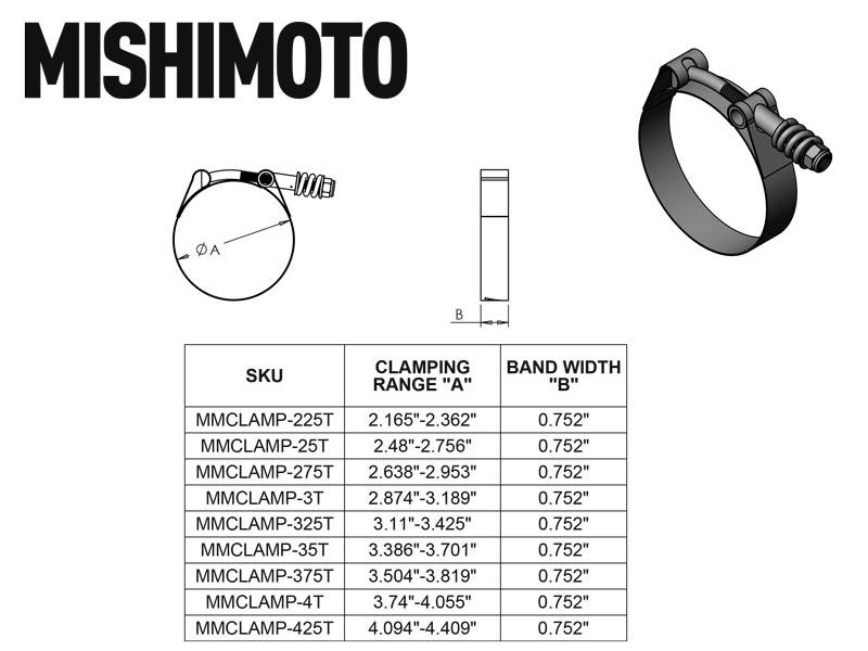 Mishimoto Stainless Steel Constant Tension T-Bolt Clamp, 76mm