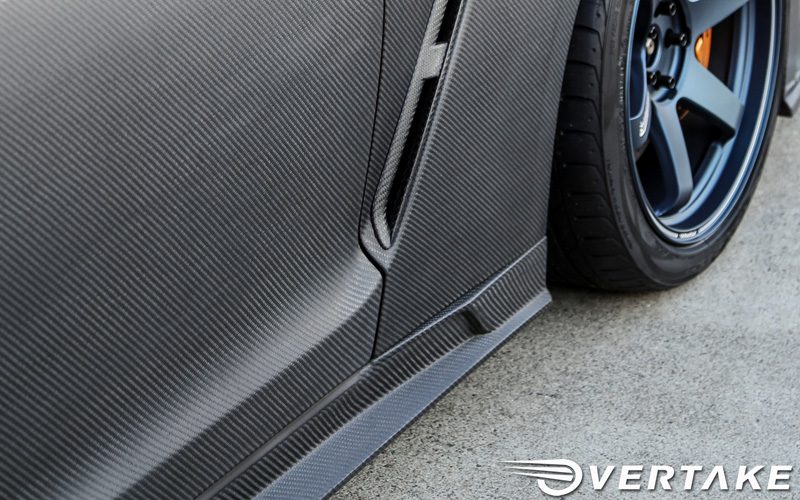 Overtake Dry Carbon Side Skirts with Integrated Rear Brake Ducts for 2009-19 Nissan GT-R [R35]