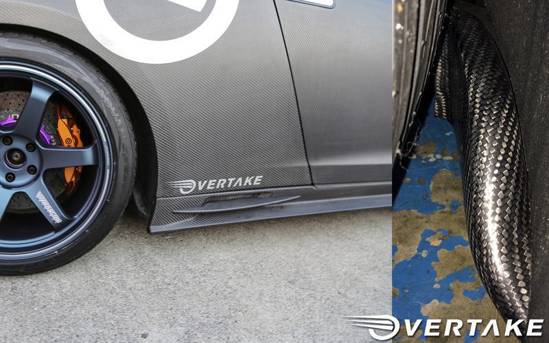 Overtake Dry Carbon Side Skirts with Integrated Rear Brake Ducts for 2009-19 Nissan GT-R [R35]