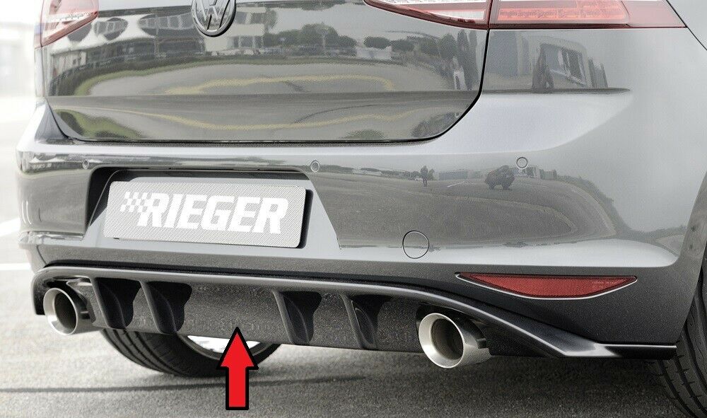 Rieger VW Golf MK7 GTI Rear Diffuser + Fins (Dual Exhaust) - Gloss Black (2012-16) - 00088047 + 59583/4