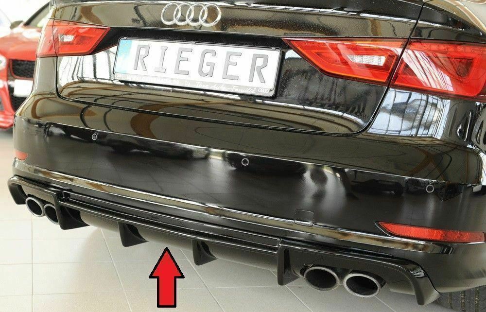 Rieger Audi S3 (8V) Saloon & Cabrio Rear Diffuser - Gloss Black (2012-16) - 00088164